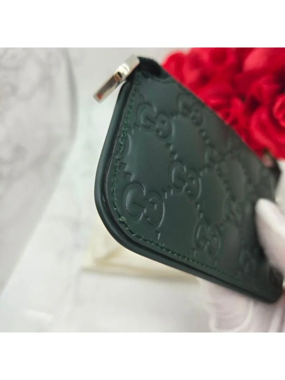 Gucci Guccissima Coin Purse Wallet GG Green Leather